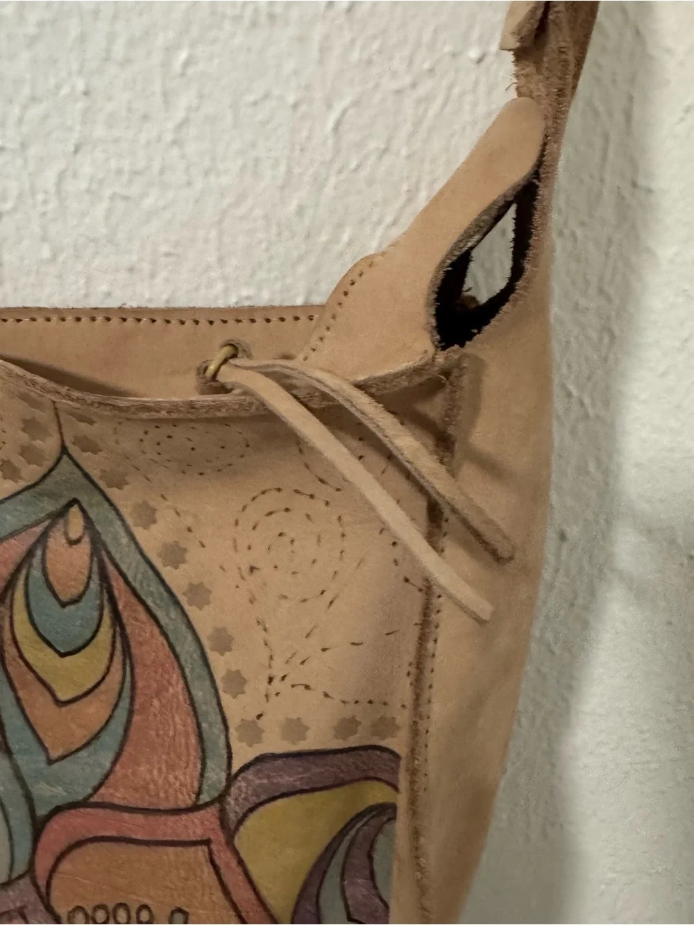 Tan Floral Mandala Print One Side Shoulder Bag with Multicolor Print Boho Costa